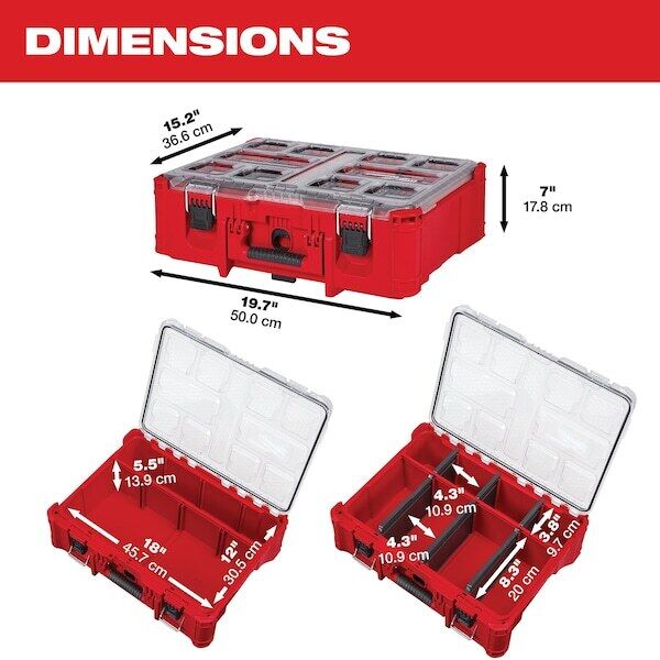 new Milwaukee Tool 48-22-8432 Deep Compartment Box With 2 Compartments, Plastic,