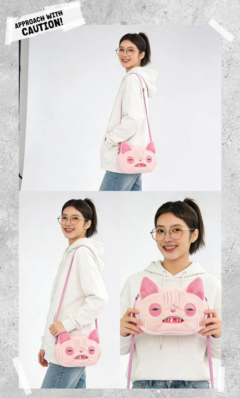FUGGLER Cute Monster Crossbody Bag Hairless Cat Plush Doll Bag Shoulder Bag FUGGLER - KOEEK