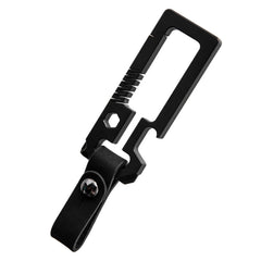 EDC Titanium Alloy + Leather Black Keychain Carabiner Opener Car Key Pendant 07FC0E-D4 - KOEEK