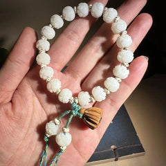 Handmade Meditation Jewelry Bodhi Root Lotus Carved Buddhist Prayer Beads 07FC0E-D4 - KOEEK