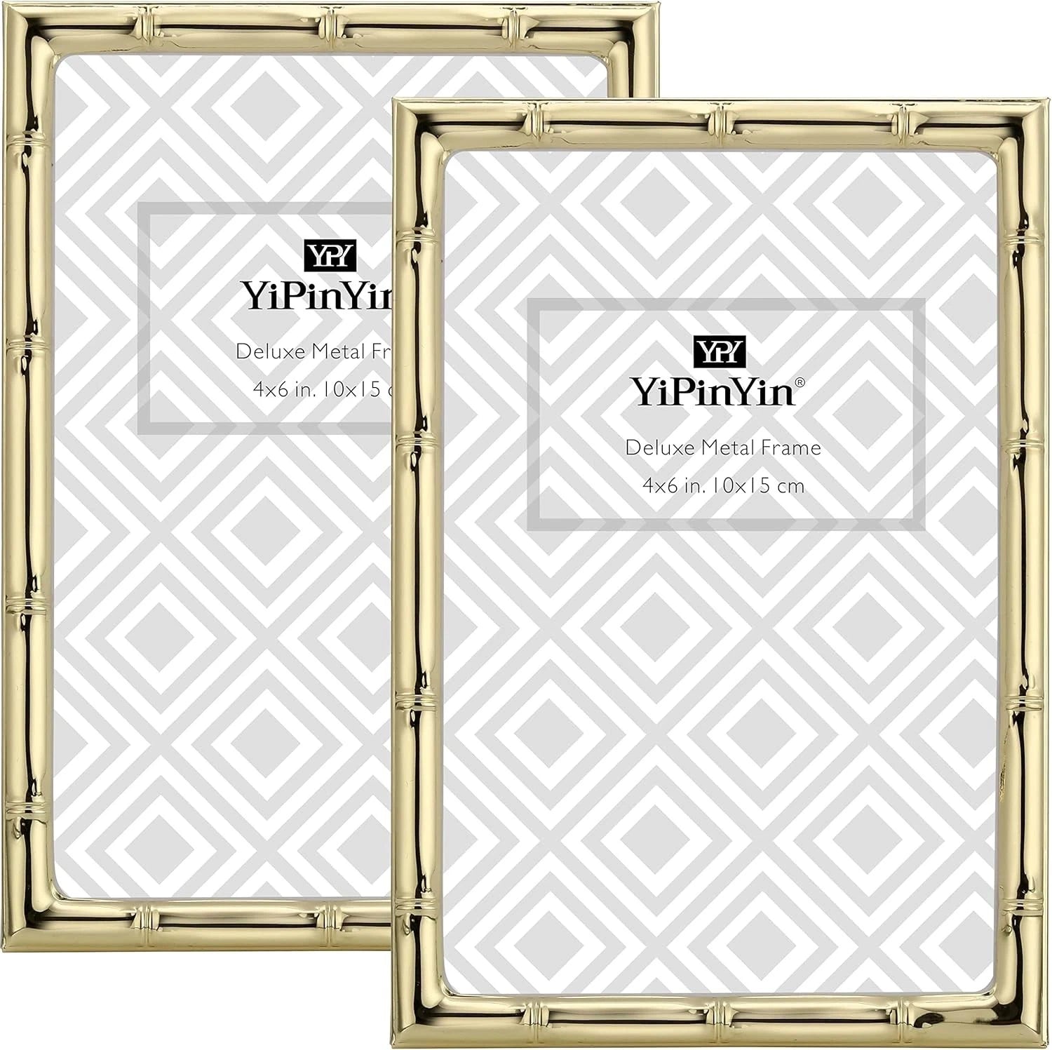 3-2x3 inch golden multi-metal photo frame, three-piece design, set of 2 07FC0E-D4 - KOEEK