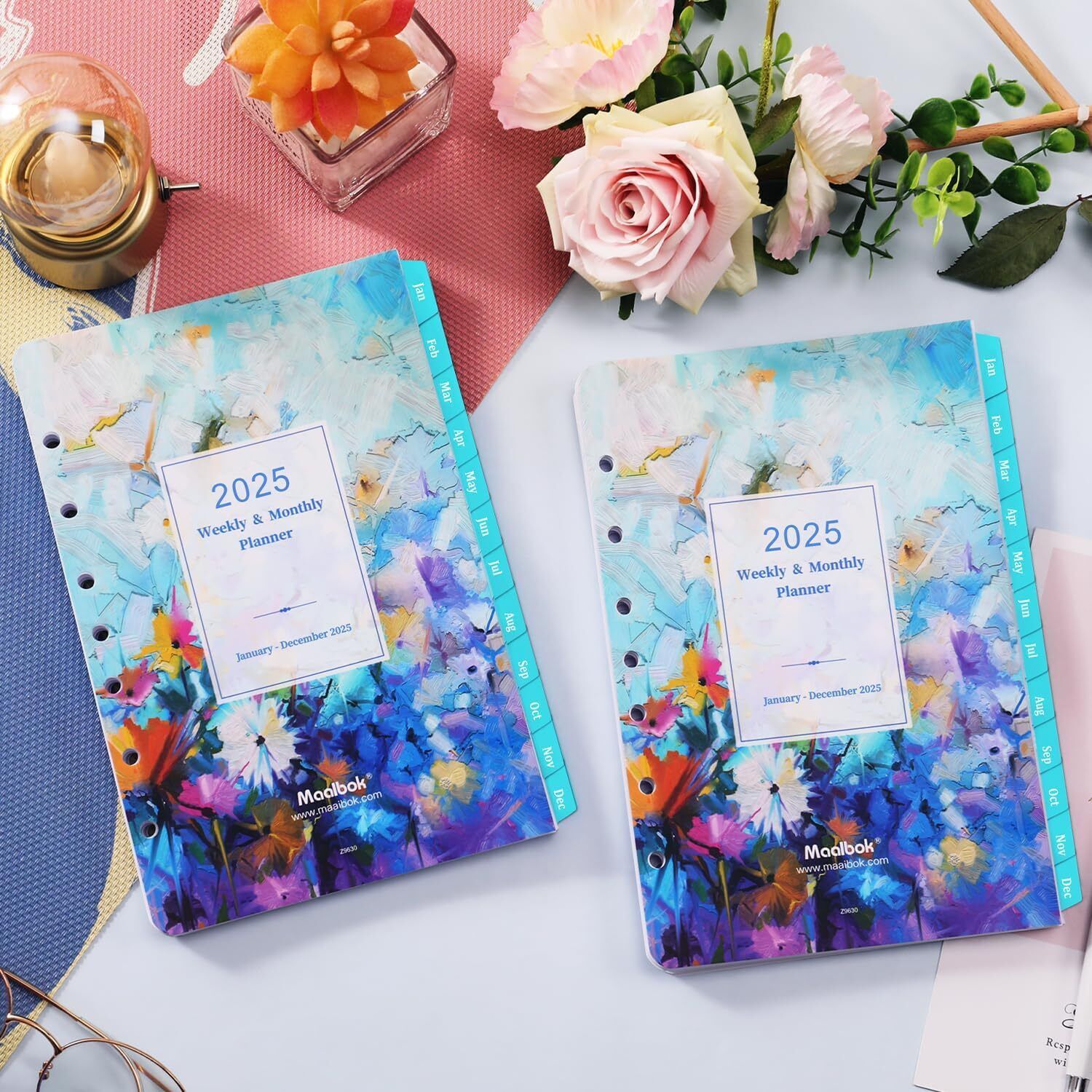 new 2025 Planner Refills - Inserts with 7-Hole Punched, 5-1/2" multicolor