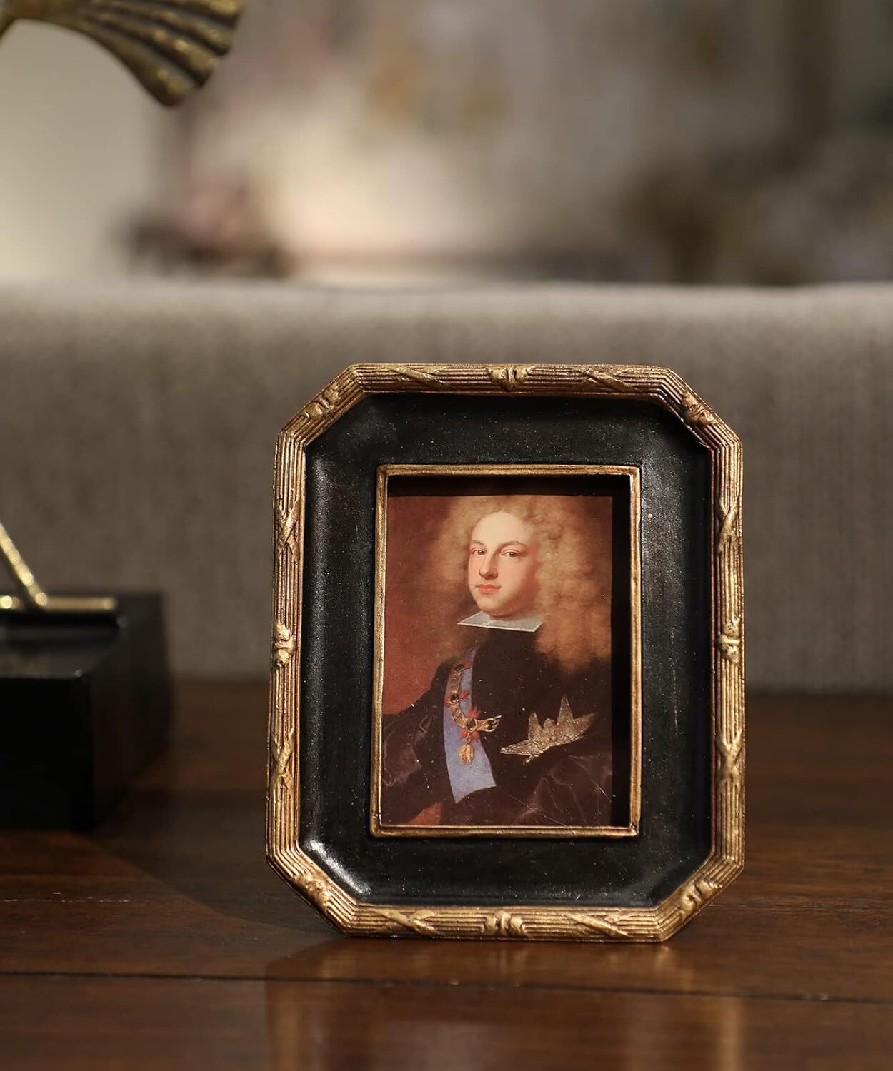 new 2.5x3.5 Small Vintage Picture Frame, Mini Antique 2.5x3.5, Black and Gold 07FC0E-D4 - KOEEK