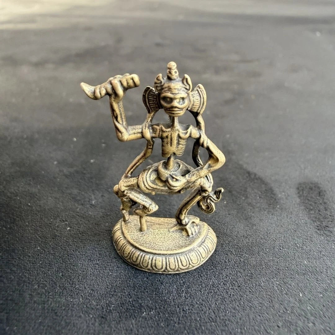 Retro China Copper Pendant Shri Chitipati Mini Statue Buddhist Guardian Deities 07FC0E-D4 - KOEEK