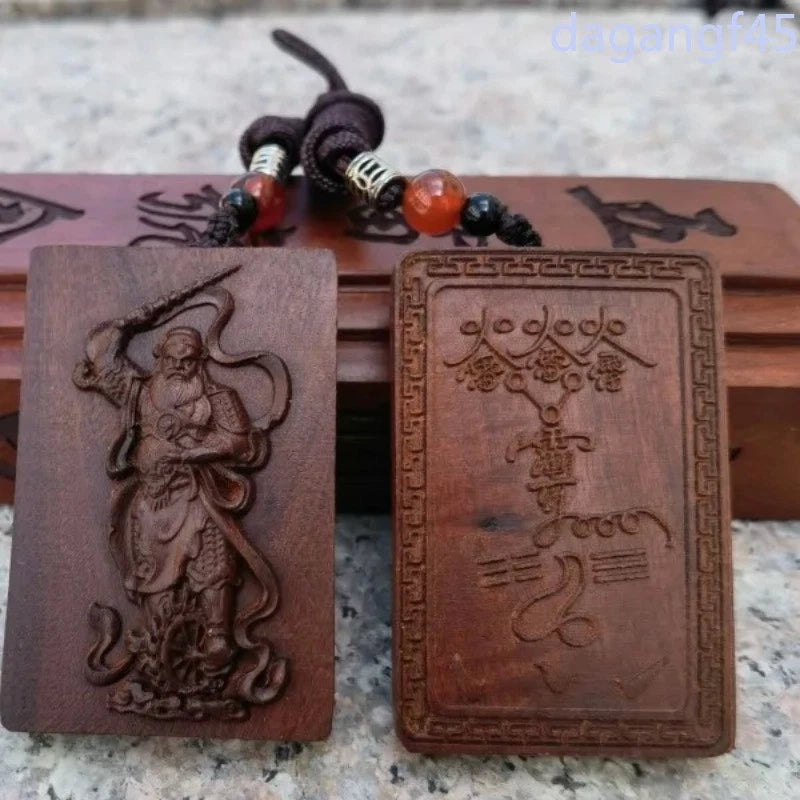 Lightning-struck Jujube Wood Amulet Wang Lingguan Taoist Fengshui Pendant 07FC0E-D4 - KOEEK