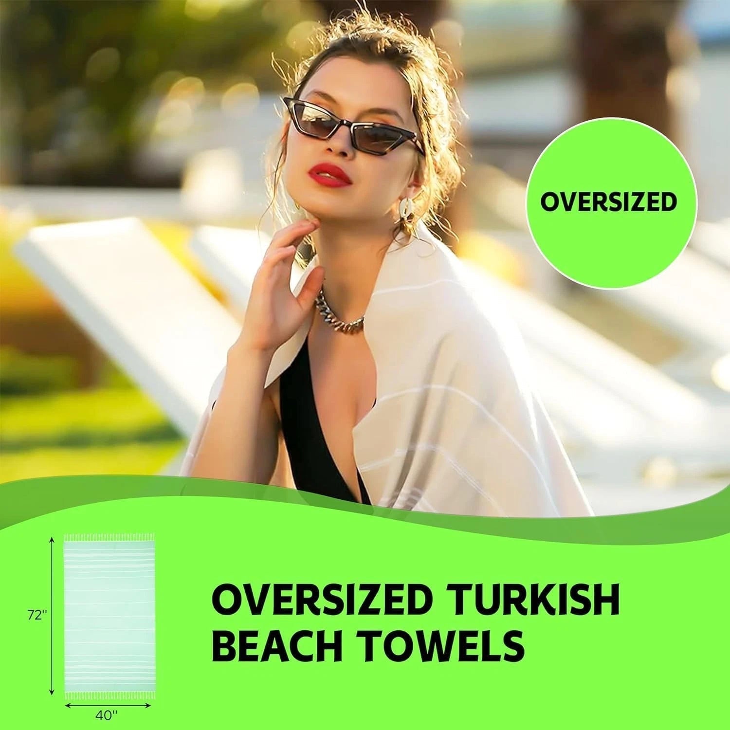 Turkish Beach Towel 6-Piece Set - Sand-Free Design -  Organic Ultra 07FC0E-D4 - KOEEK