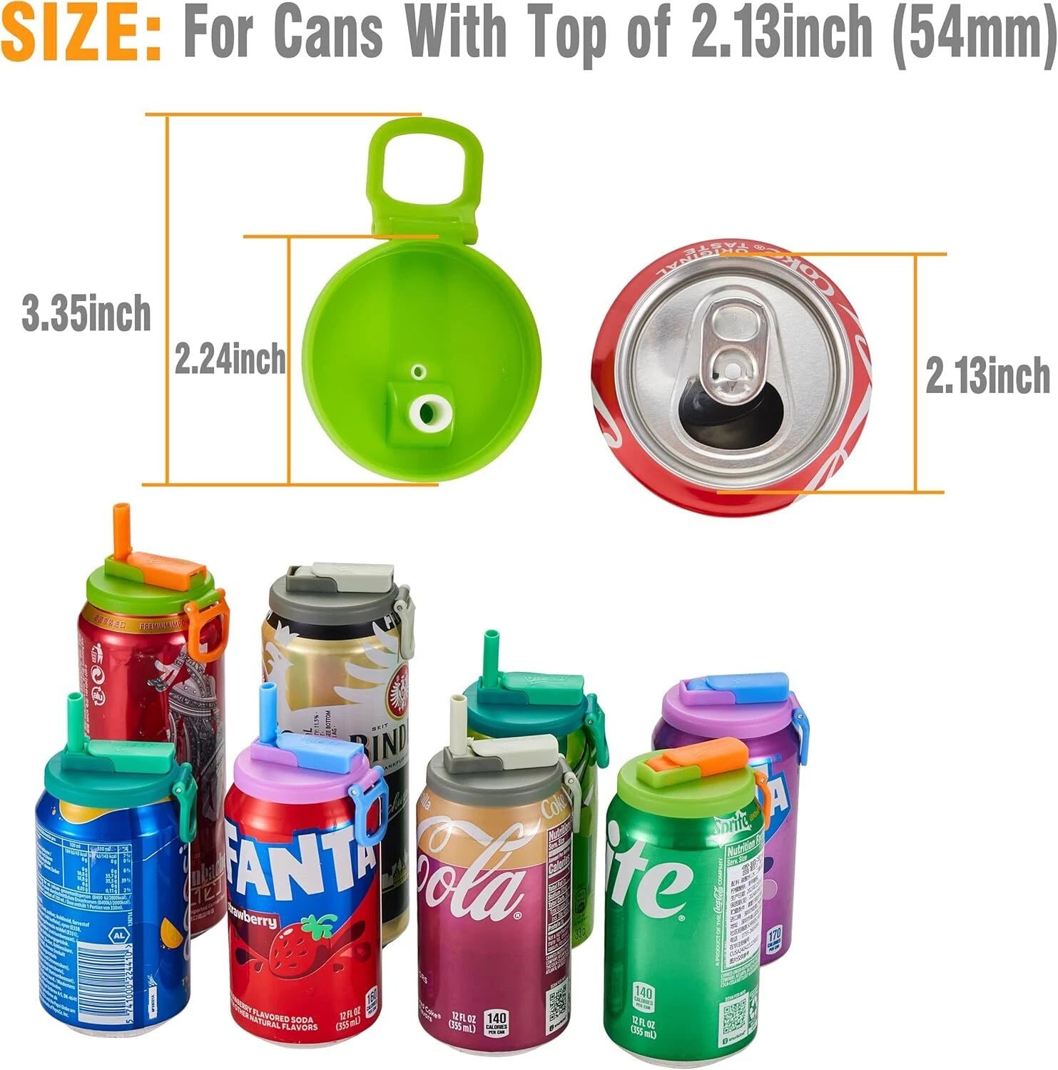 4-pack 4 Color Soda Can Lids with straw, Soda Can Covers with Silicone straw 07FC0E-D4 - KOEEK