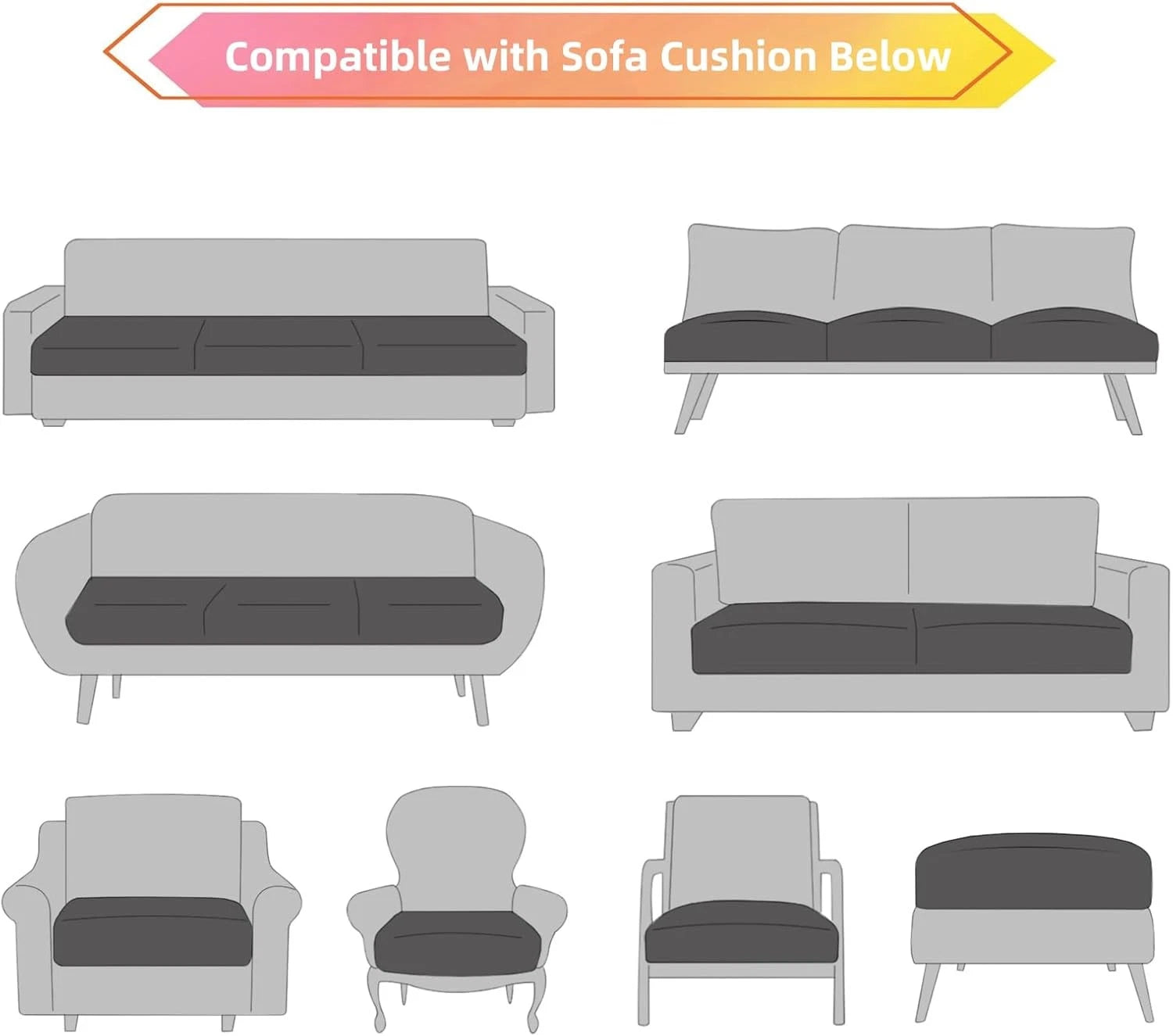 PU Leather Couch Cushion Cover, Waterproof Stretch Sofa Cushion Slipcovers 07FC0E-D4 - KOEEK
