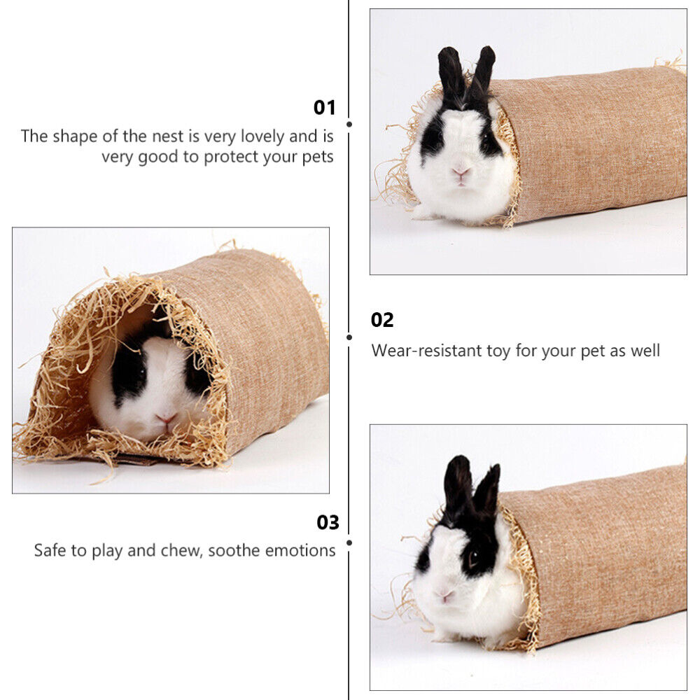 new  Hamster Tunnel Raffia Rabbit Bed Toys for Bunnies Bunny Supplies koeek - KOEEK