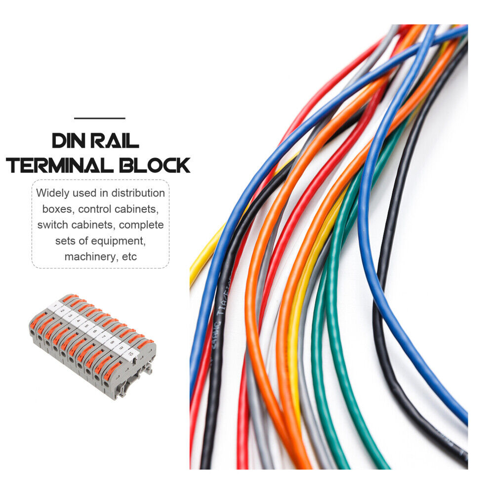 nye 10 sett Din Rail Terminal Blocks Wire Kit Skjøtekoblinger Leverage