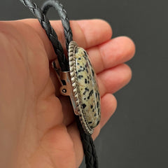 Natural Spotted Stone Bolo Tie Western Cowboy Vintage PU Rope Wedding Necklace 07FC0E-D4 - KOEEK