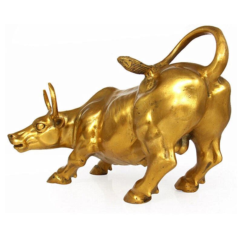 Big Wall Street Bronze Fierce Bull OX Statue-Brass 12cm/4.72 inches Home Decor 07FC0E-D4 - KOEEK