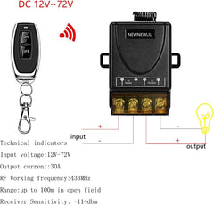new 12 Volt Remote Switch 12V-72V remote switch, Black 07FC0E-D4 - KOEEK