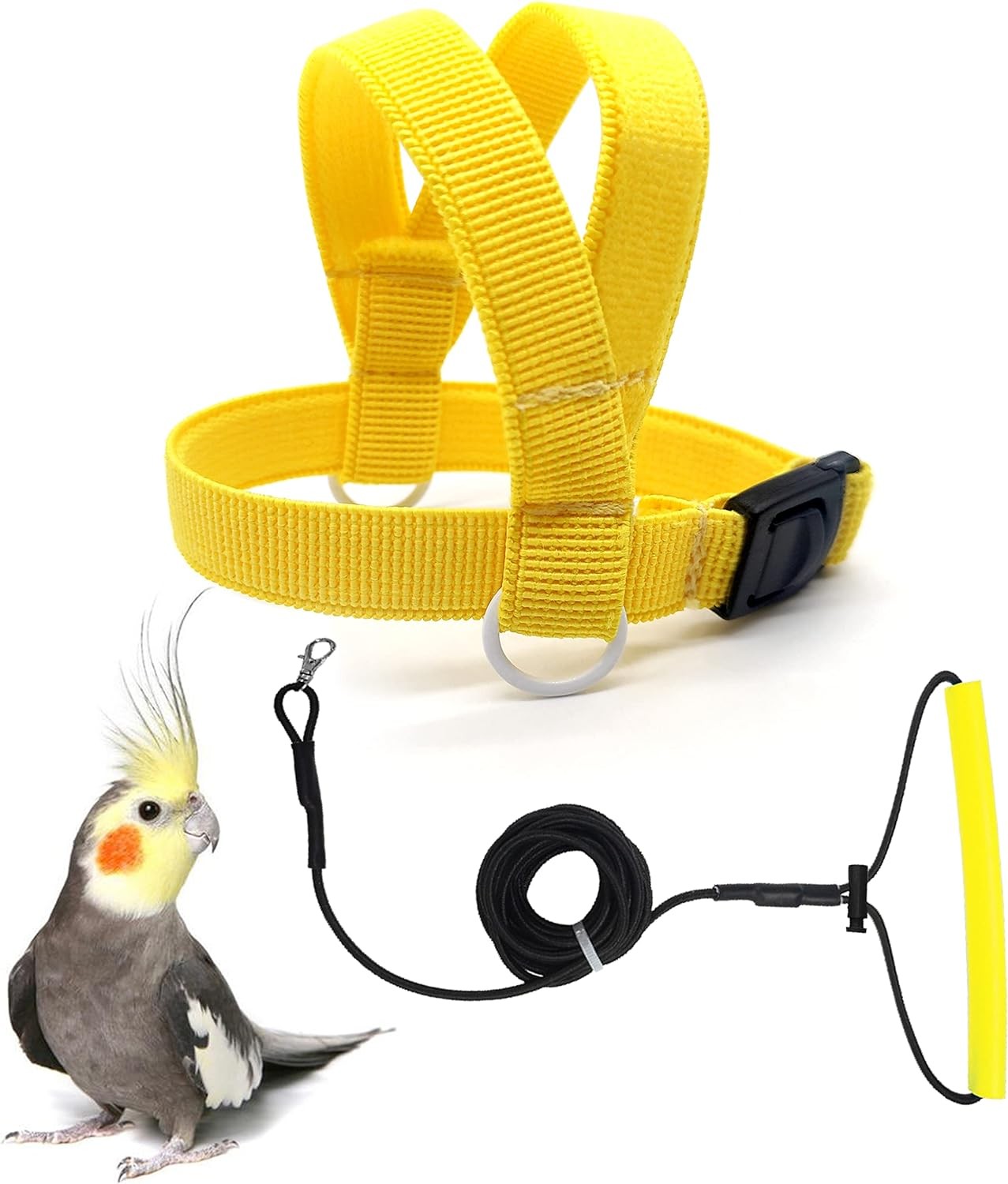 new Bird Harness with Buckle Clip and a Leash, Easy to Wear for S, Yellow 07FC0E-D4 - KOEEK