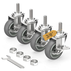new HOLKIE Caster Wheels 3 inch Locking Casters Set of 4, Threaded Stem Gray HOLKIE - KOEEK