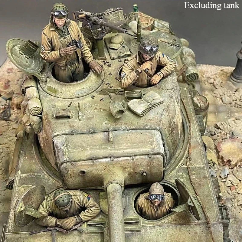 1/16 Resin Figure Model Kit WWII US Tank Crew 4 Figures Unassembled Unpainted 07FC0E-D4 - KOEEK