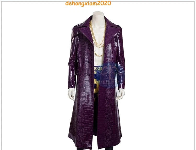 Movie Suicide Squad The Joker Jared Leto Cosplay Costume Purple Trench Coat Suit 07FC0E-D4 - KOEEK