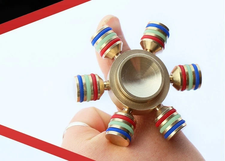 Brass Fidget 6 Point Hand Spinner Finger Gyro Toy EDC Focus Stress Reliever DIY 07FC0E-D4 - KOEEK