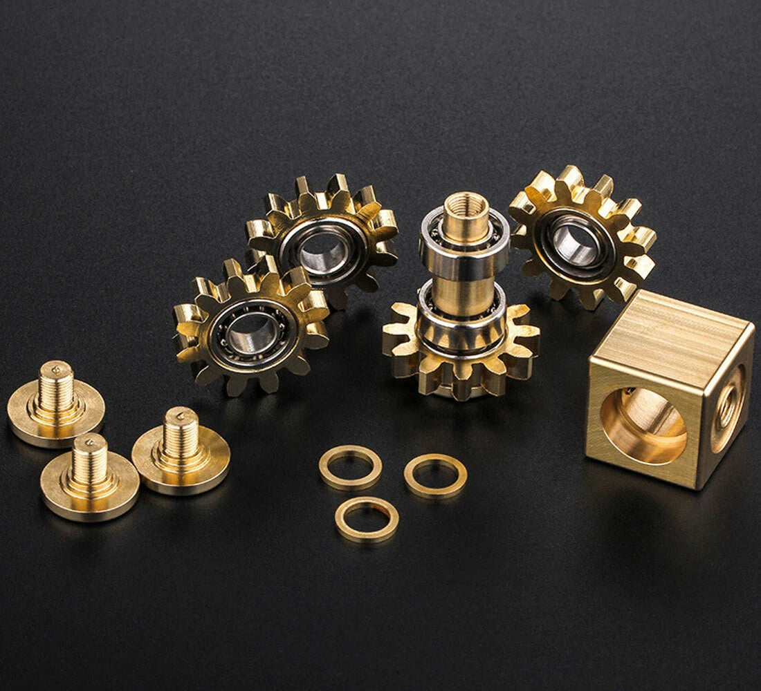 EDC Gear Linkage Brass Gyroscope Fingertips Spinning Top Gearwheel Gyro Toy Tool 07FC0E-D4 - KOEEK