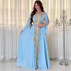 Embroidery Abaya Women Muslim Maxi Dress Kaftan Long Robes Ramadan Gown Dresses 07FC0E-D4 - KOEEK