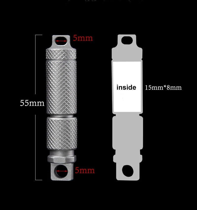 Mini Titanium Alloy Waterproof Case Portable Keychain Pendant EDC Multi Tool 07FC0E-D4 - KOEEK