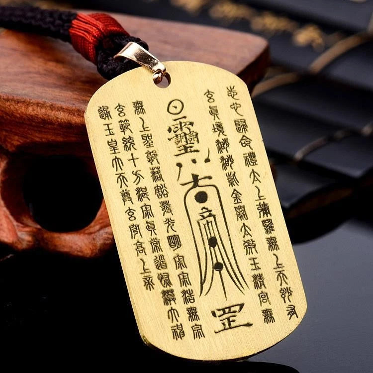 Copper Taoist Jade Emperor Pendant Necklace Amulet Charm Vintage Mens 07FC0E-D4 - KOEEK
