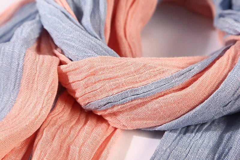 Men's Scarf Striped Cotton Blend Shawls Pleated Scarves Unisex Scarf Warm Wraps 07FC0E-D4 - KOEEK