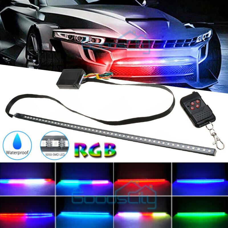 ny 7 Farve 48 LED RGB Scanner Flash Bil Strobe Knight Rider Kit Strip Grille Light