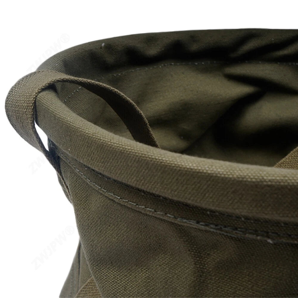 US Military Canvas Water Bucket Portable Folding Water Storage Vessel Green 18L 07FC0E-D4 - KOEEK
