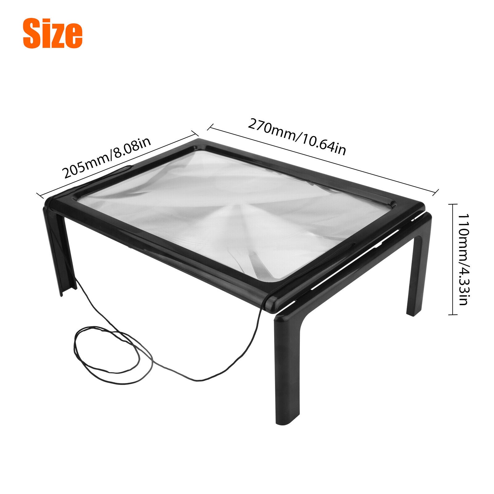 A4 Full Page 3x Magnifier LED Light Book Reading Aid Lens Large Magnifying Glass koeek - KOEEK