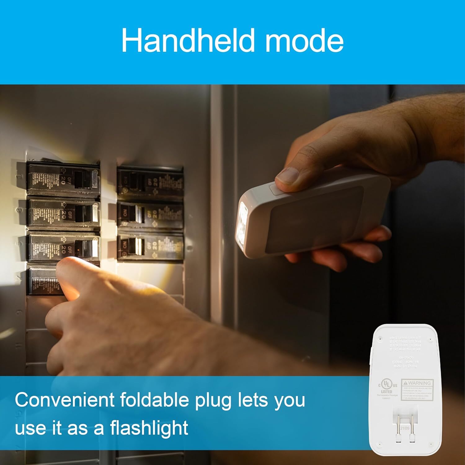 new GE 4-in-1 LED Power Failure Night Light, Dusk-to-Dawn 1 Pack, White Square