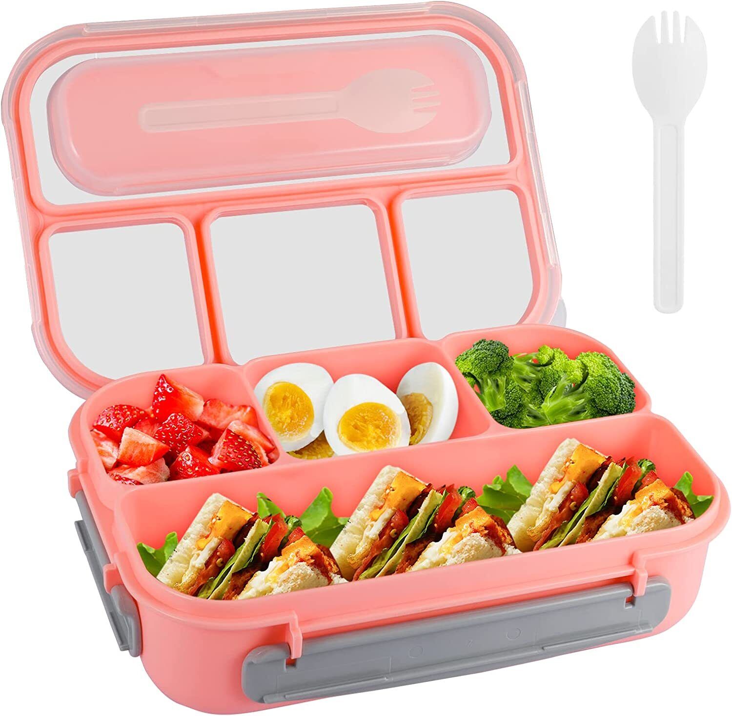 ny 1,3L Bento lunsjboks Mat Bento Oppbevaring 4-roms gaffel for voksne Barn USA