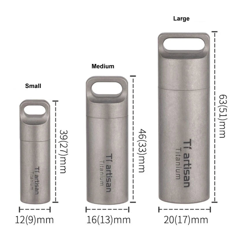 EDC Titanium Waterproof Box Sealed Storage Tank Portable Pill Container Keychain 07FC0E-D4 - KOEEK