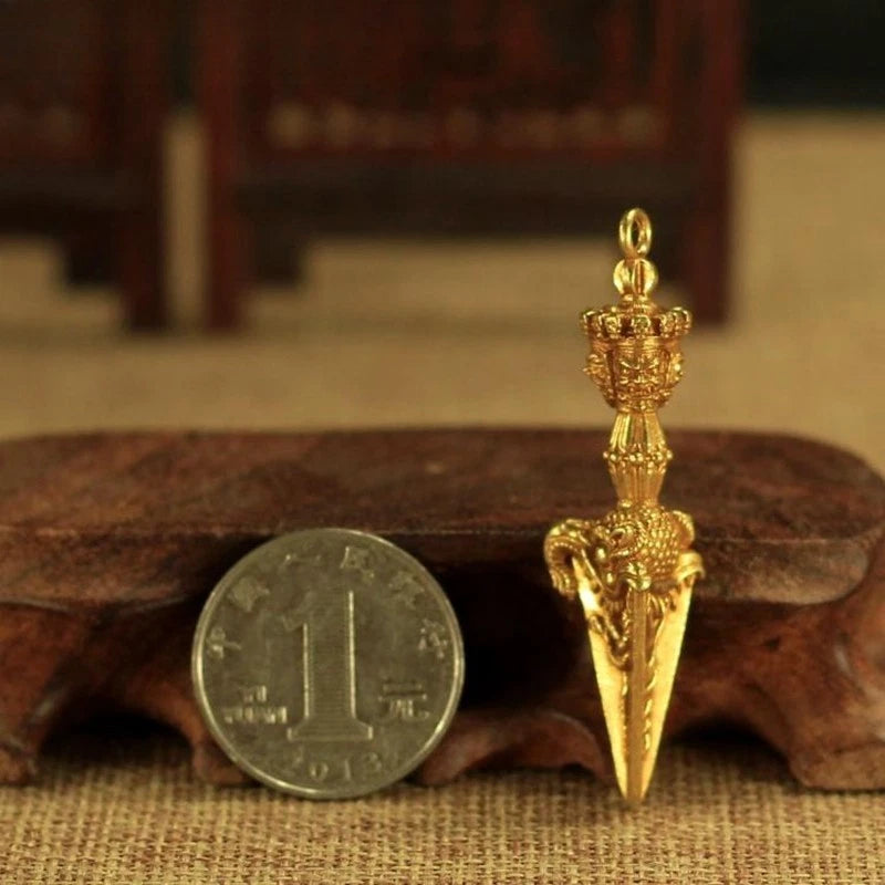 6cm   Copper Vajra Dorje Phurba Pendant Kīla Phurpa Amulet Unisex Gift 07FC0E-D4 - KOEEK