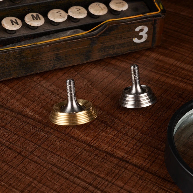 Spinning Top Finger Spinner CNC Stainless Steel Brass Fidget Toy EDC Gift 07FC0E-D4 - KOEEK