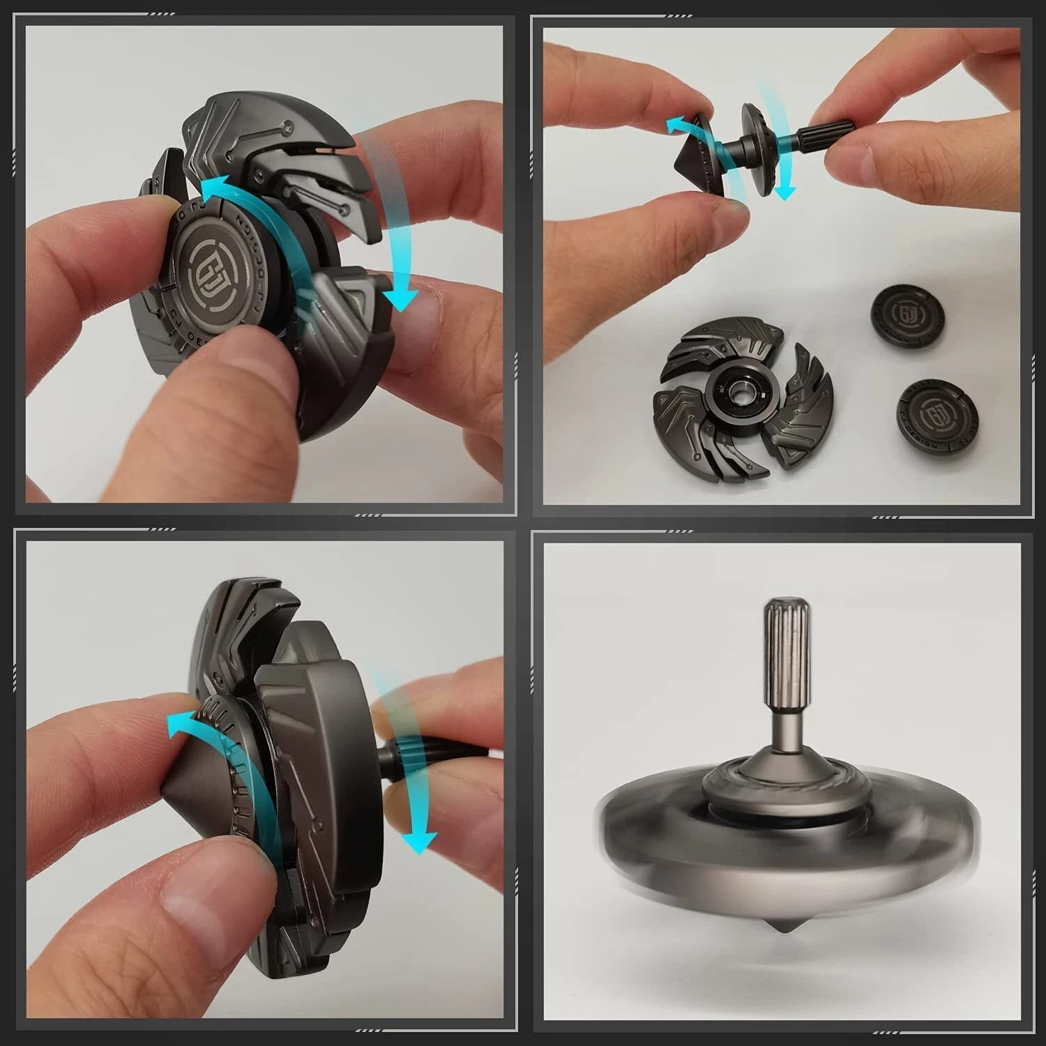 Fidget Spinners, Luminous Durable High Speed Bearing Metal, Removable Deformable 07FC0E-D4 - KOEEK