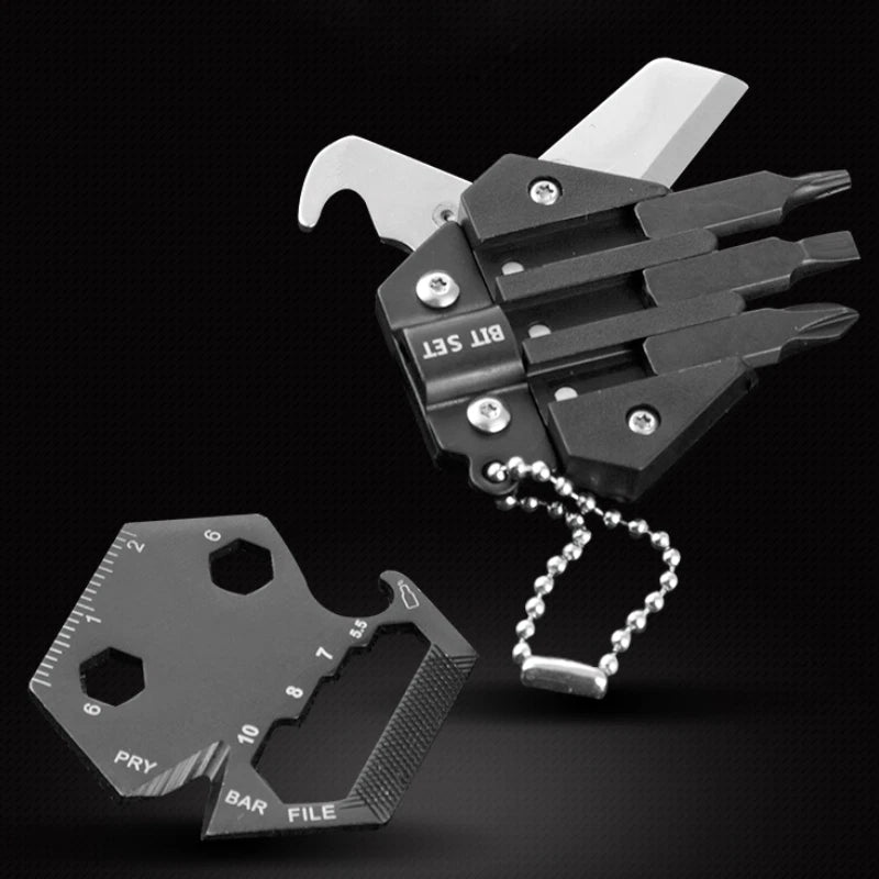 EDC Multi Tools Mini Portable Gadget 14-in-1 Pocket Multi Tool Keychain Key Ring 07FC0E-D4 - KOEEK