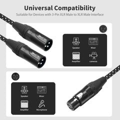 new 2Pack XLR Female to Dual Male Y Splitter Cable, 2 Y 2FT 07FC0E-D4 - KOEEK