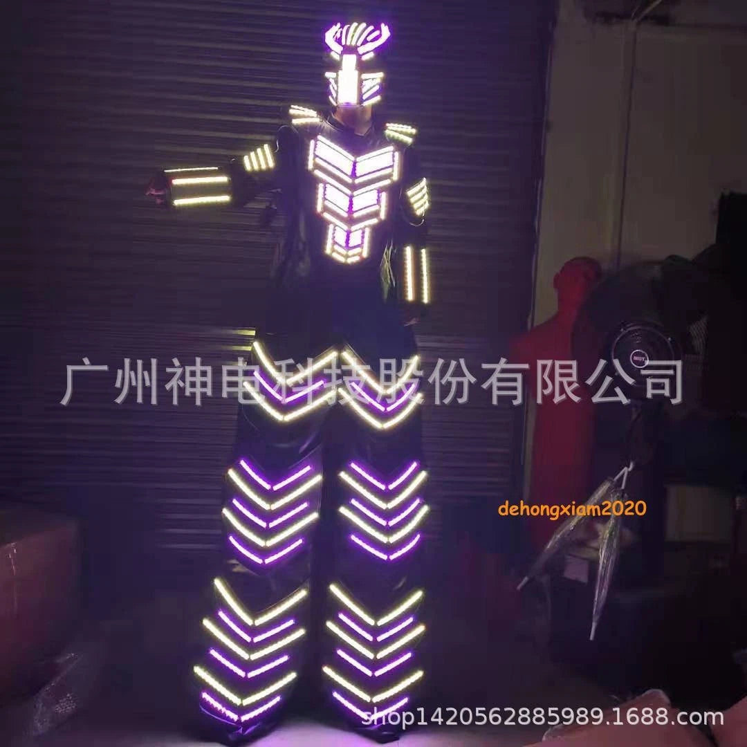 LED Robot Stilt RGB Color Costume Armour Set DJ Party Show Glowing Clothing Suit 07FC0E-D4 - KOEEK