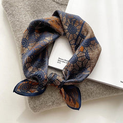 21'' Scarf Bandana Women Small Kerchief Wrap Tied Blue Orange  Mulberry Silk 07FC0E-D4 - KOEEK