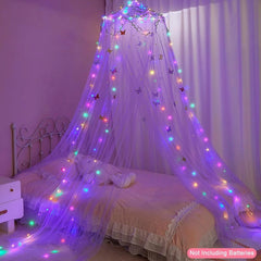 Bed Canopy for Girls Room Bed Canopy Curtains with Led Lights Mosquito Net DIY 07FC0E-D4 - KOEEK