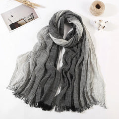 Men's Scarf Striped Cotton Linen Shawls and Wraps Pleated Scarves Unisex Scarf 07FC0E-D4 - KOEEK