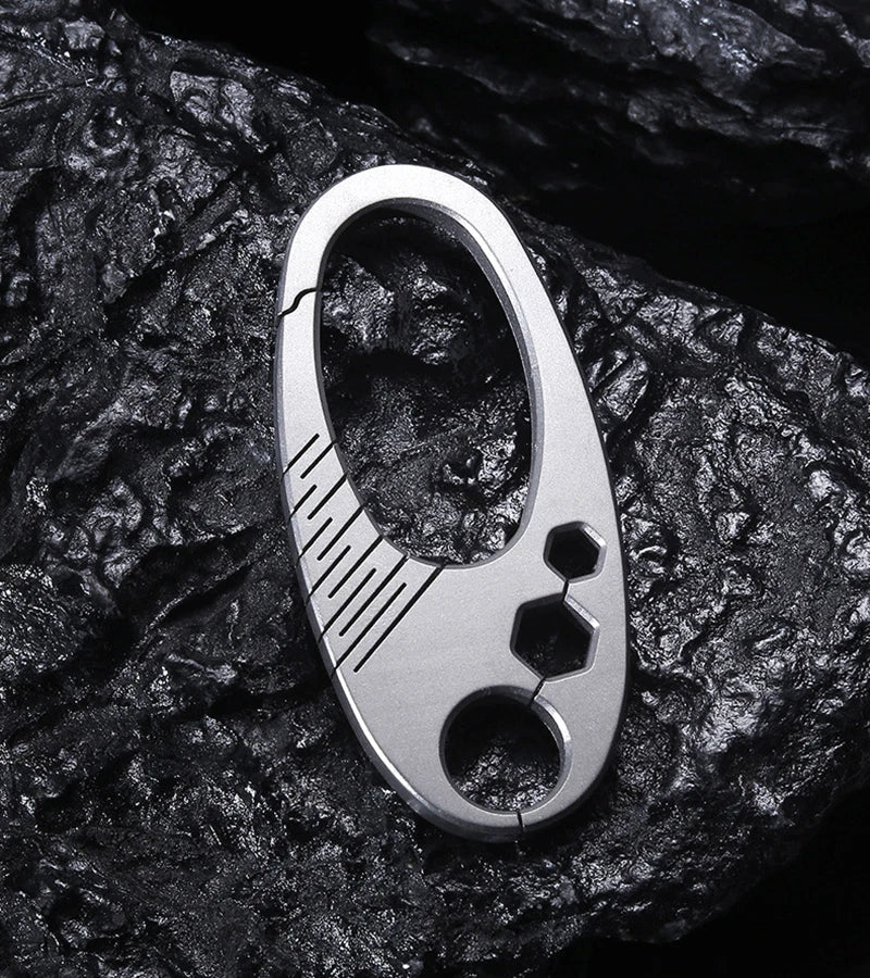 EDC Titanium Alloy Keychain Carabiner Waist Fast Hanging Buckle with Key Ring 07FC0E-D4 - KOEEK