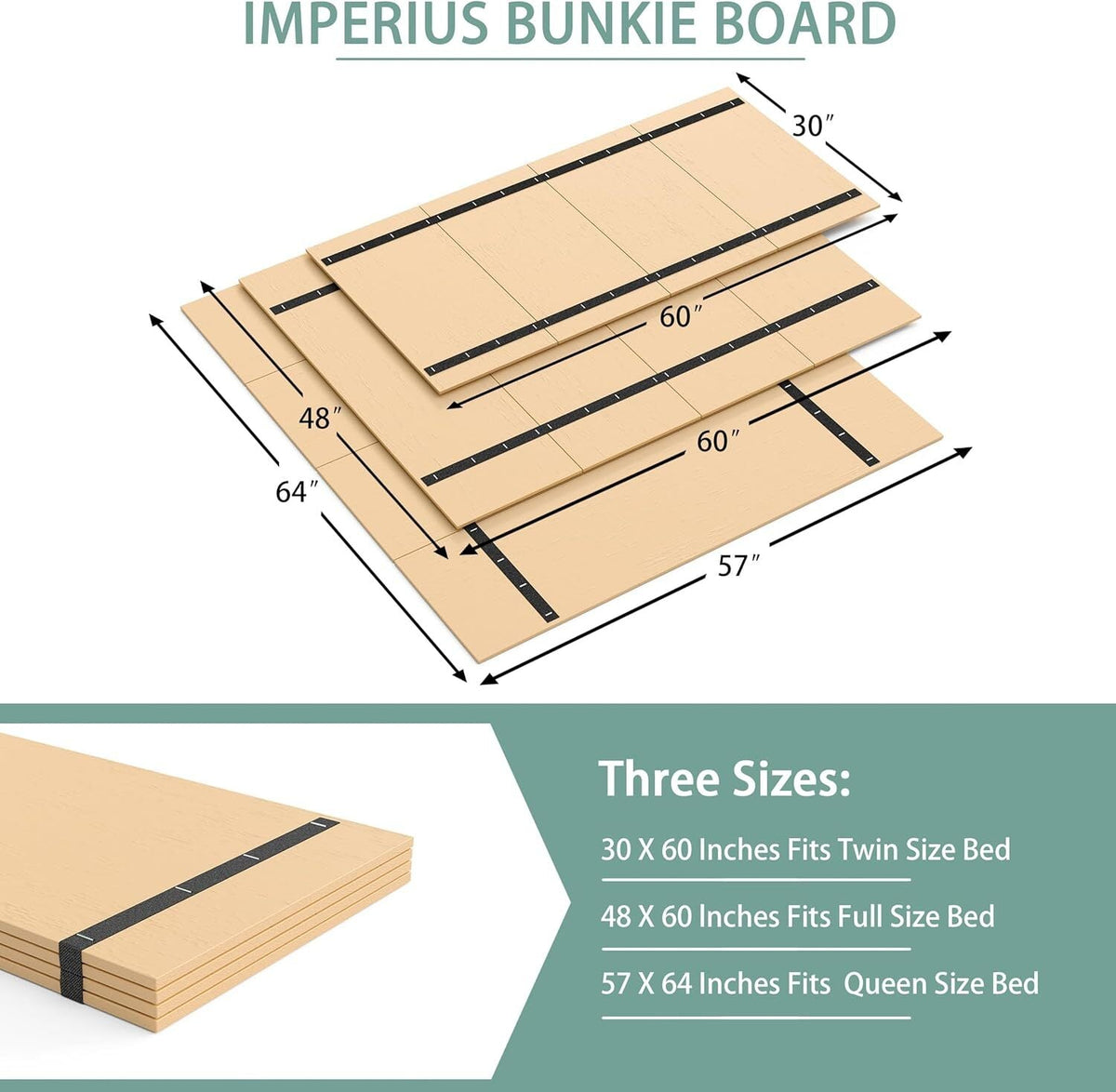 new Imperius Mattress Support Wooden Bunkie Board/Bed Twin- (60x30"), Log IMPERIUS - KOEEK