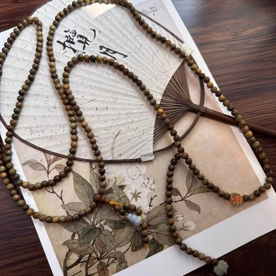 Crossbody Chain Old Sandalwood Multi-use Prayer Beads  Chinese Style Necklace 07FC0E-D4 - KOEEK