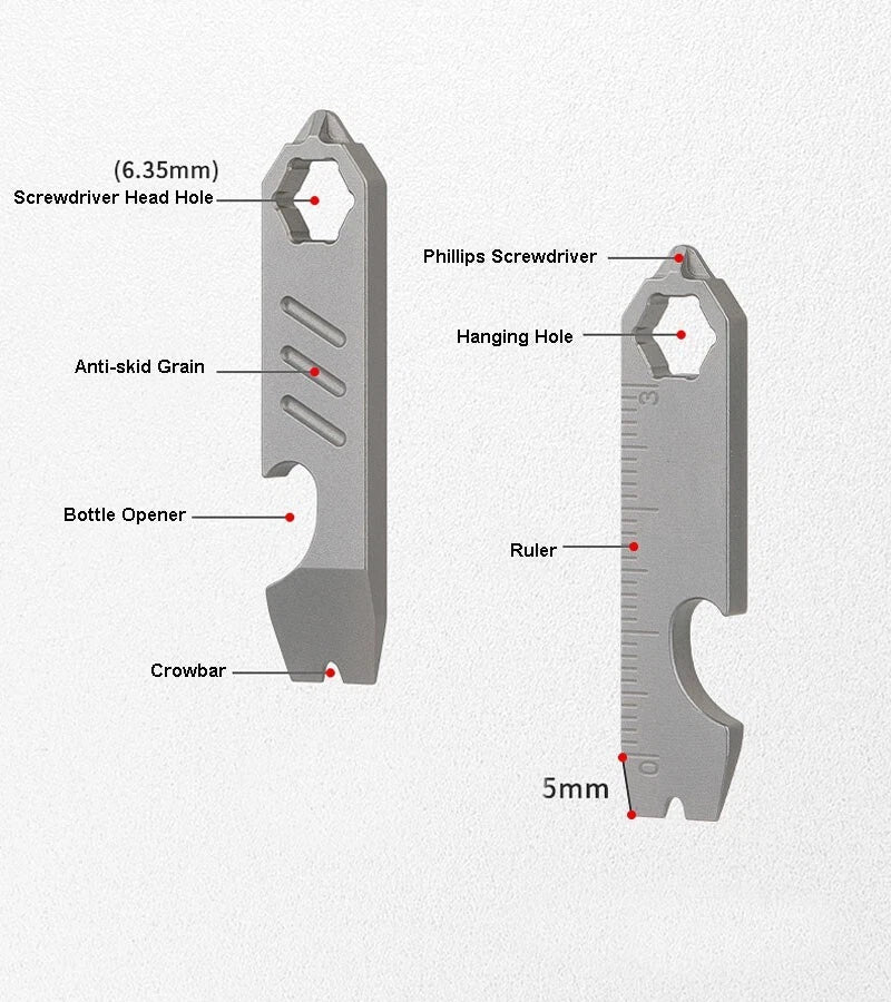 Outdoor Mini Titanium Keychain Multi Tools Pry Bar Crowbar Opener Pocket EDC 07FC0E-D4 - KOEEK