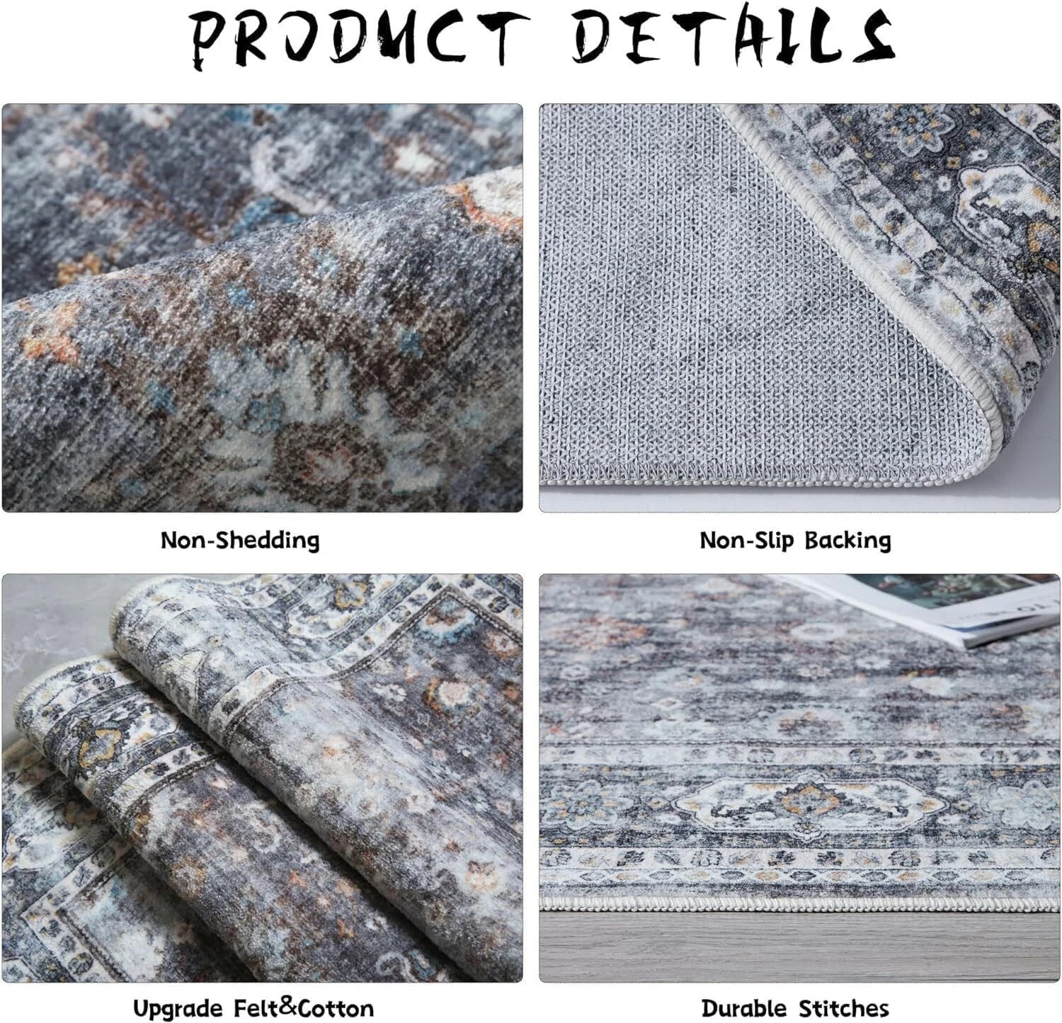 Runner Carpet Hallway Carpet Washable Kitchen Runner Carpet with Rubber Backing 07FC0E-D4 - KOEEK