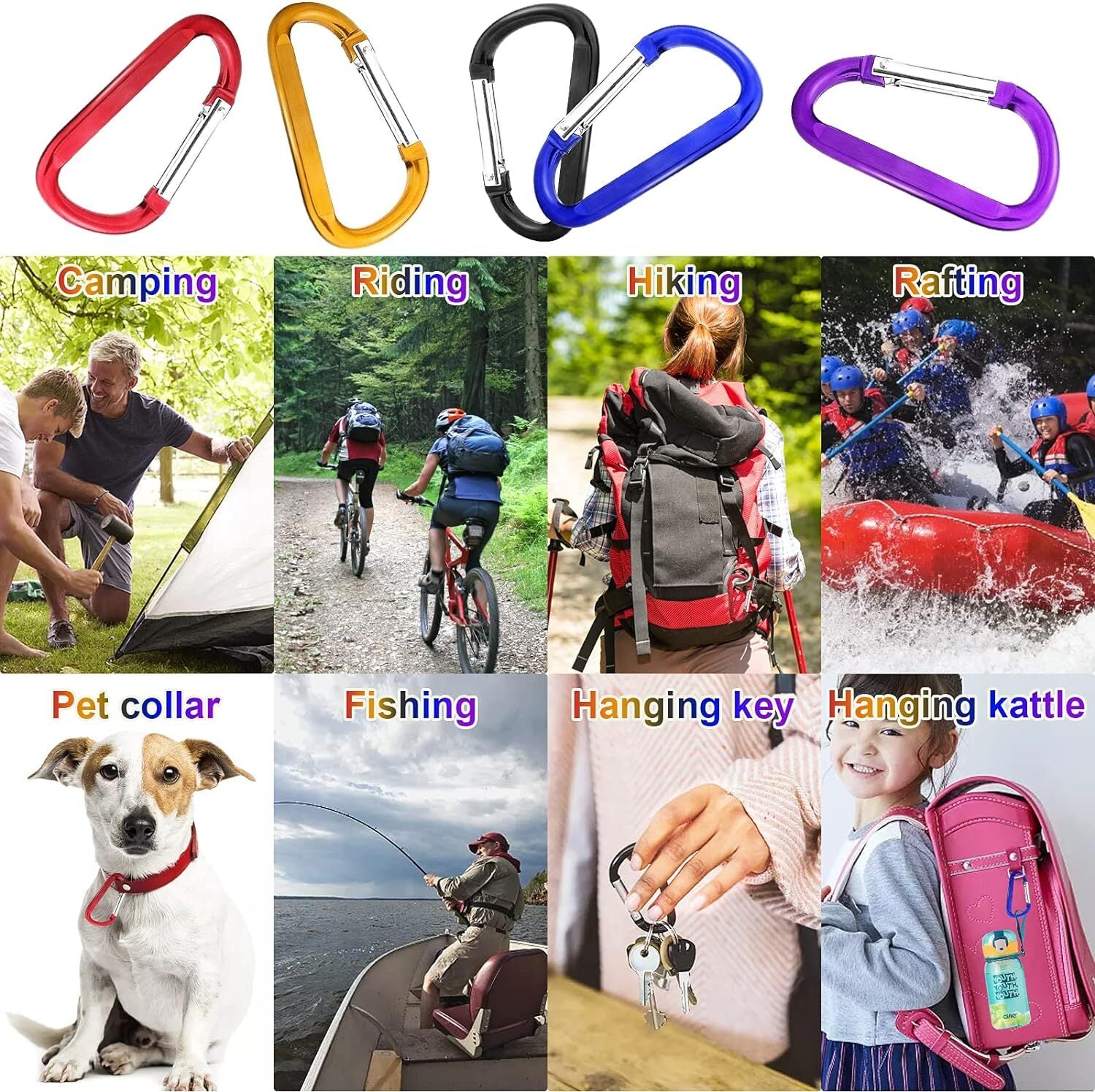 new 10 Pack 3'' Aluminum Spring Snap ['Golden', 'Red', 'Black', 'purple', 'Blue'] 07FC0E-D4 - KOEEK