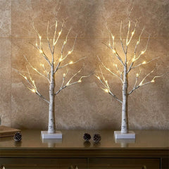 Glowing Birch Tree Spring Home Decor, Christmas Indoor Decor, Set of 2