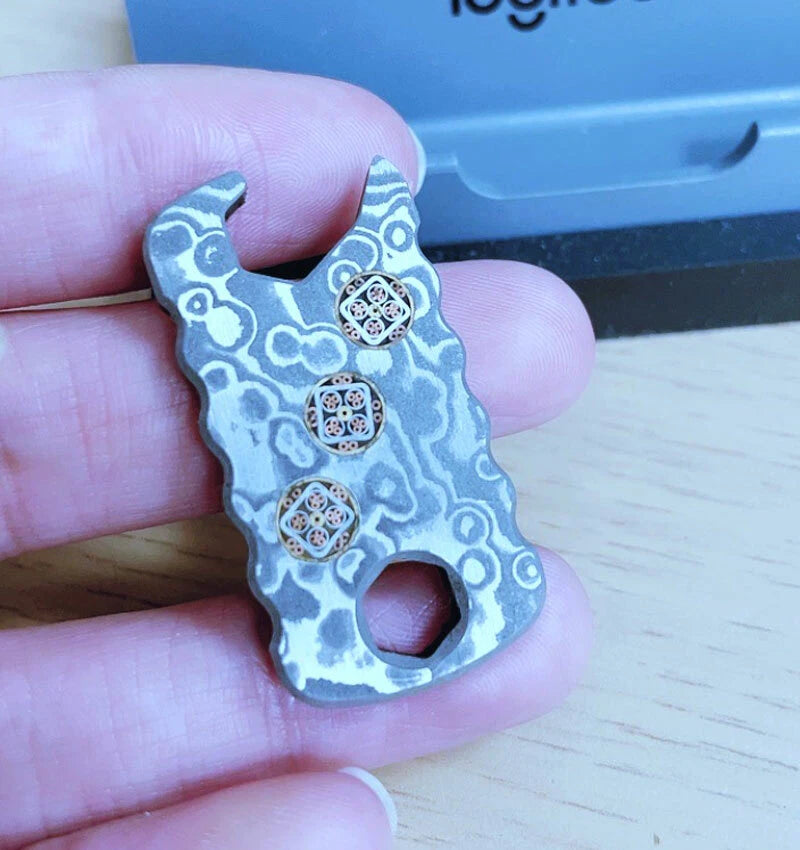 EDC Damascus Steel Multi Tools Card Necklace Wrench Bottle Opener Keychain 07FC0E-D4 - KOEEK